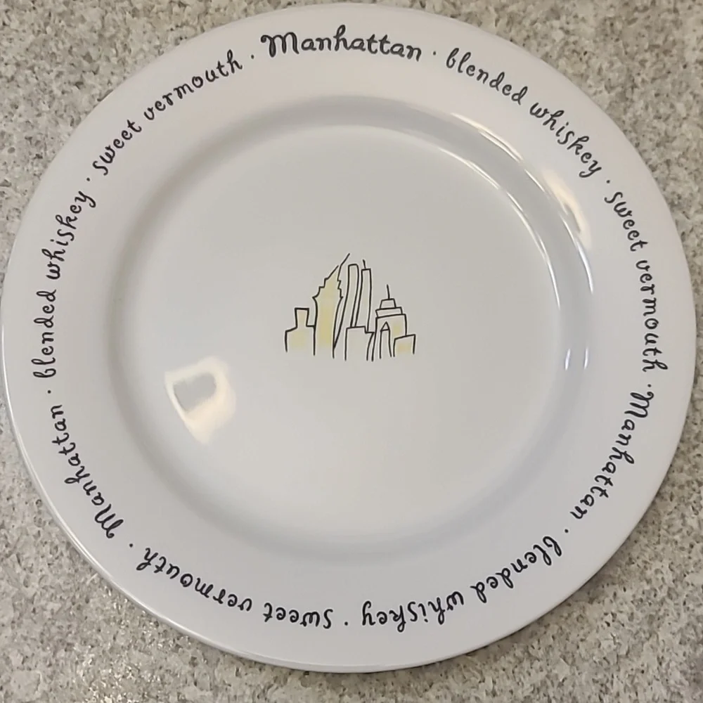 Pottery Barn Cocktail Recipe Plate Set of 4